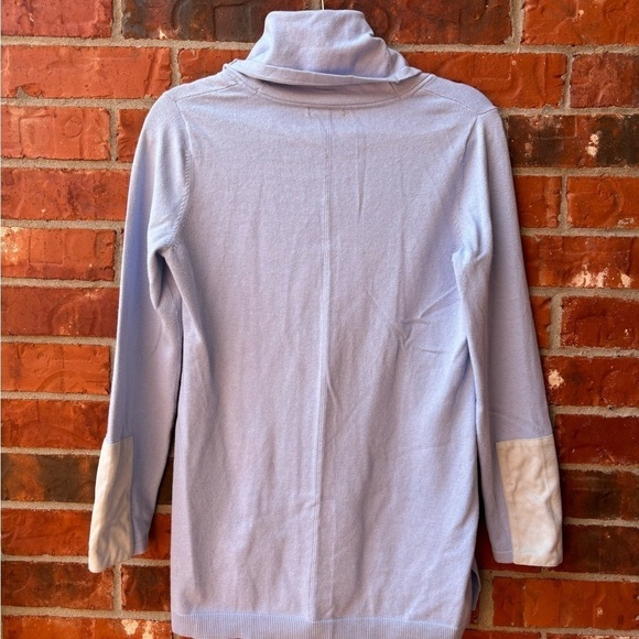 Tyler Boe Womens Small Cashmere Blend Blue Coel Neck Sweater Patch Sleeves - Picture 5 of 9